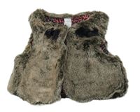 Hnědá kožešinová podšitá vesta 