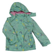 Zelená šusťáková jarní bunda s duhami a kapucí Pocopiano