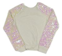 Bílá mikina s flitrovými rukávy H&M