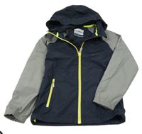 Tmavomodro-šedá šusťáková jarní bunda s kapucí tcm