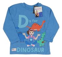 Nové - modré triko s dinosaury dunnes 