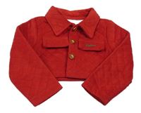 Červený sametový prošívaný crop kabátek shein