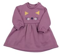 Fialové teplákové šaty s kočkou 