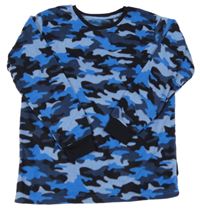 Modro-černé army fleecové pyžamové triko Matalan