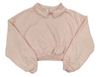 Růžová crop mikina s límečkem H&M