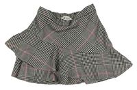 Černo-bílo-růžová kostkovaná sukně H&M