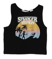 Černý žebrovaný crop top - Stranger Things H&M