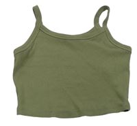 Khaki žebrovaný crop top New Look