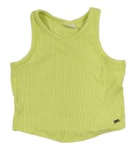 Limetkový žebrovaný crop top Zara