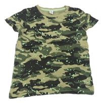 Khaki-černo-béžové army tričko s fleky Dopodopo