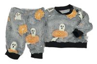 2set - Šedá plyšová mikina s duchy + tepláky Shein