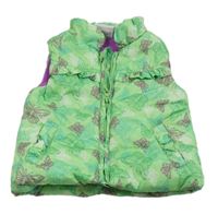 Zelená šusťáková zateplená vesta s motýlky Topomini