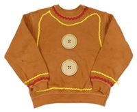 Kostým - Oranžová mikina s knoflíky a pruhy - perníček