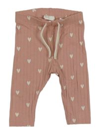Růžové žebrované tepláky se srdíčky H&M