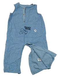 Světlemodrý manšestrový podšitý kalhotový overal s Mickeym George
