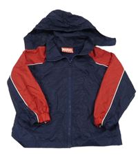 Tmavomodro-červená šusťáková jarní bunda s kapucí Marvel