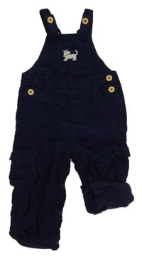 Tmavomodré podšité laclové manšestráky s pejskem John Lewis