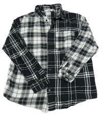 Černo-bílá kostkovaná flanelová košile H&M