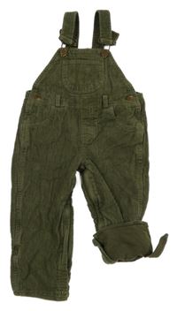 Khaki laclové podšité manšestráky 