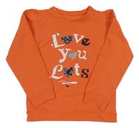 Oranžová mikina s nápisem 