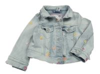 Světlemodrá květovaná riflová bunda Dopodopo