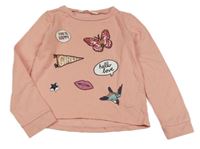 Růžová mikina s obrázky H&M