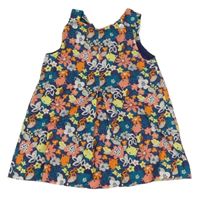Tmavomodro-barevné květované šaty s kočičkami 