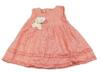 Nové - Růžovo-bílé květované šaty 