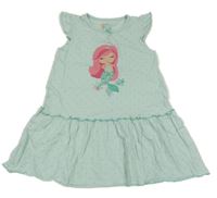 Světlezelené puntíkaté šaty s mořskou pannou Topolino