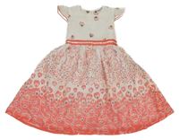 Bílo-růžovo-zelené vzorované šaty 