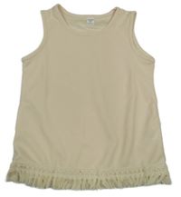 Smetanový top s třásněmi Shein