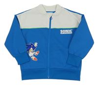 Modro-bílá propínací sportovní mikina se Sonicem Sinsay