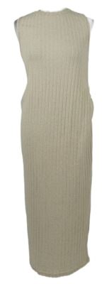 Dámské béžové žebrované úpletové midi šaty Shein 