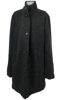 Pánský černo-šedý melírovaný vlněný kabát Millestone 