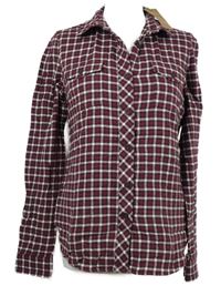 Nové - Dámská vínovo-purpurová kostkovaná flanelová halenka Mountain Warehouse 