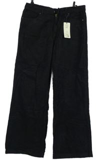 Nové - Dámské černé manšestrové volné kalhoty Don´t think Twice 