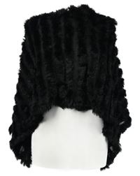 Dámské černé kožešinovo-svetrové pončo 