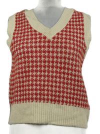 Dámská červeno-smetanová vzorovaná svetrová vesta New Look 