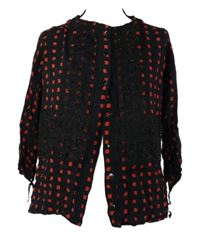 Dámská černo-červená kostkovaná halenka s krajkou Lu Buvardi 