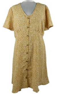 Dámské okrovo-bílé kytičkované košilové šaty Peacocks 