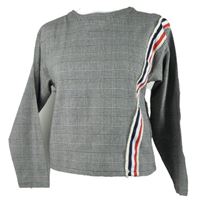 Dámská černo-bílá kostkovaná mikina s pruhy 