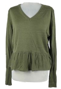 Dámský khaki peplum svetr M&S