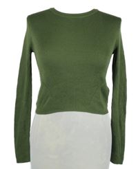 Dámský khaki žebrovaný crop svetr H&M