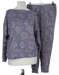Dámské růžovo-modré květované pyžamo Nutmeg 