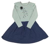 Nové - Světlemodro-tmavomodro-bílé pruhované šaty s kometou Kids 