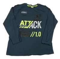 Tmavomodré triko s nápisem Y.F.K.