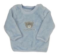 Světlemodrá chlupatá mikina s medvídkem Little Nutmeg 