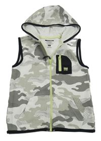 Bílo-šedo-béžová army tepláková propínací vesta s kapucí F&F