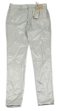 Nové - Stříbrné potažené skinny kalhoty M&S