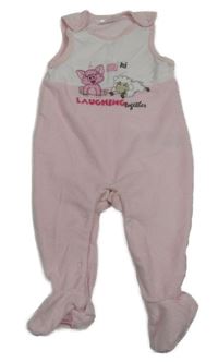 Bílo-růžové sametové dupačky se zvířátky Ergee